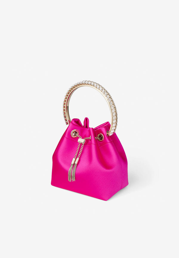 Bon Bon Crystal-Embellished Top Handle Bag in Satin