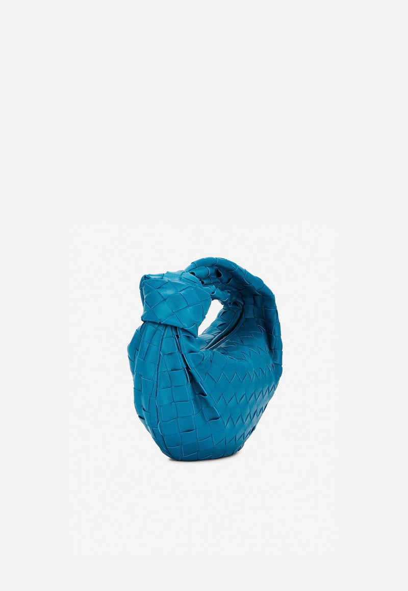 Bottega Veneta Mini Jodie Top Handle Bag in Intrecciato Leather 651876VCPP5 4403 Blue Print