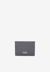 Dolce & Gabbana Logo Plate Leather Cardholder Gray 