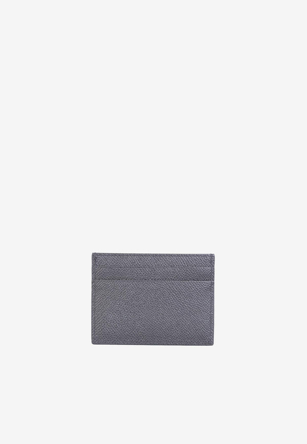 Dolce & Gabbana Logo Plate Leather Cardholder Gray 