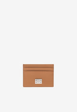 Dolce & Gabbana Logo Plate Leather Cardholder Caramel 