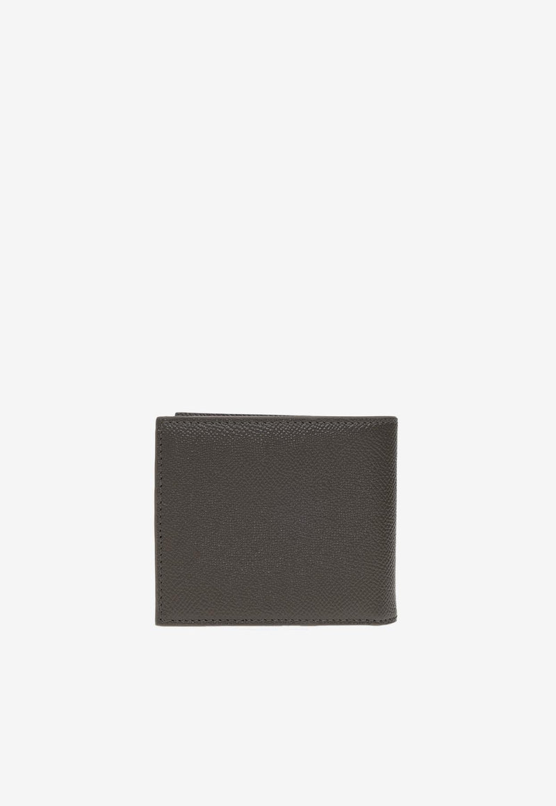 Dolce & Gabbana Logo Plate Leather Bi-Fold Wallet Khaki 