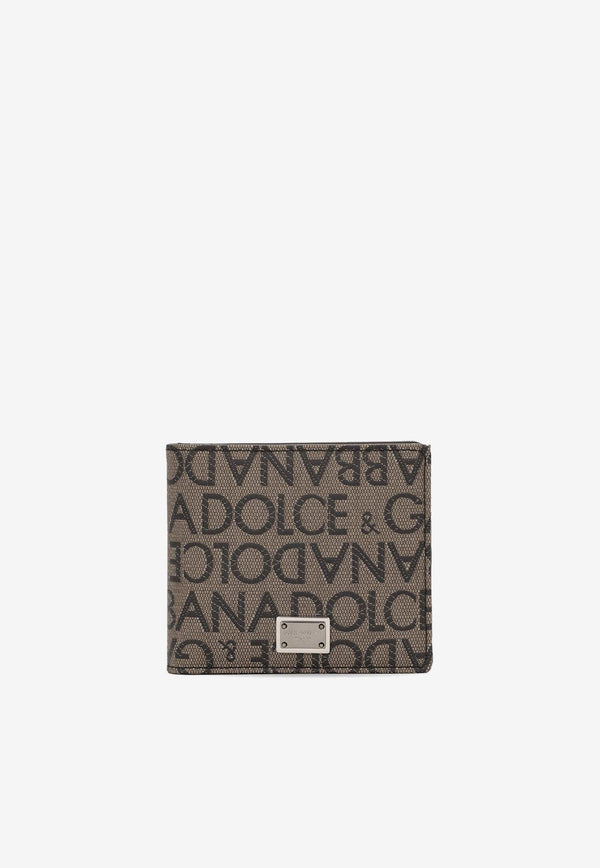 Dolce & Gabbana Logo Jacquard Bi-Fold Wallet Beige 