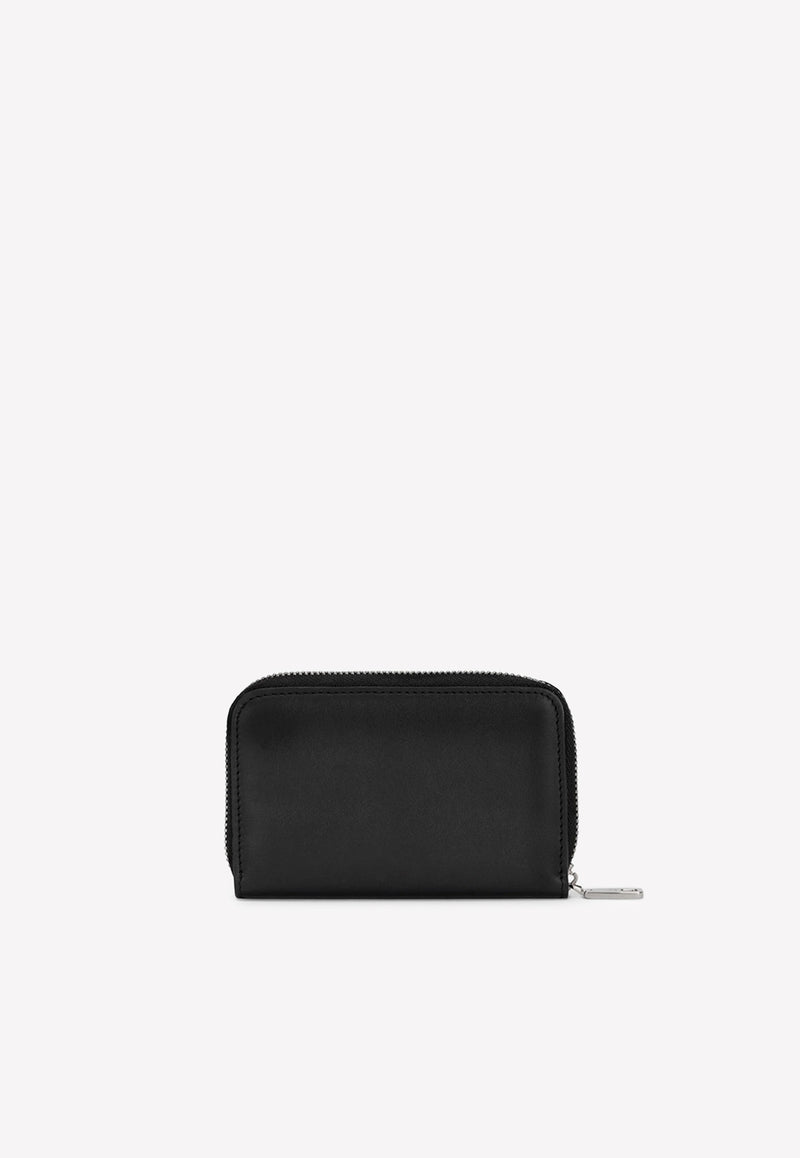 Dolce & Gabbana Small Zip-Around Wallet in Calfskin with Embossed Logo Black BP2522 AG218 80999