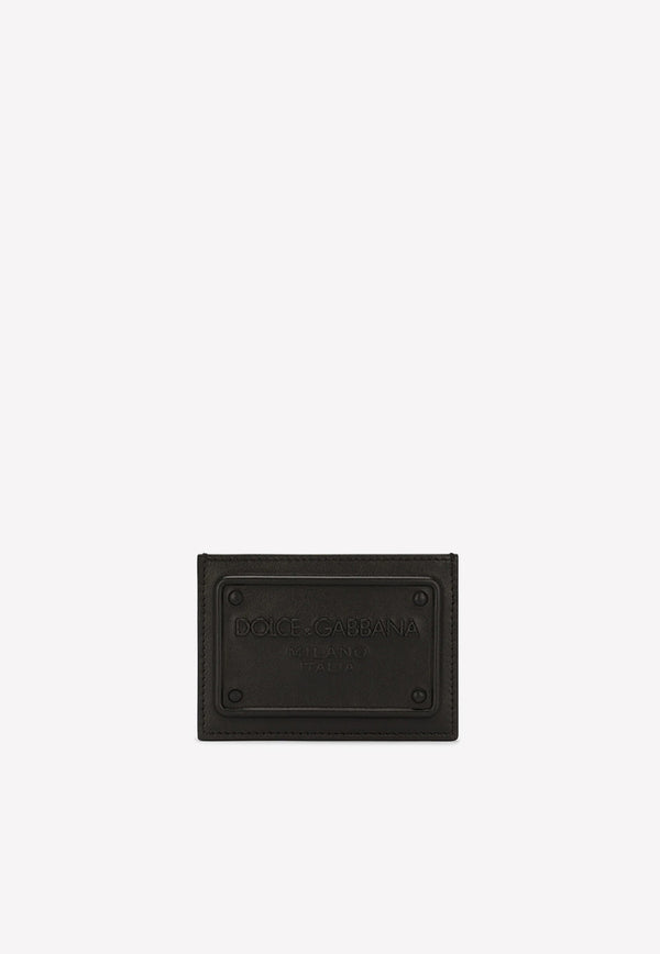 Dolce & Gabbana Logo-Embossed Calfskin Cardholder Black BP3239 AG218 80999