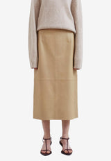 The Frankie Shop Heather Midi Pencil Skirt in Leather Beige BSKHEA206BEIGE