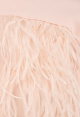 Bibhu Mohapatra Pink Round Neck Feather Top BM17-04-1432