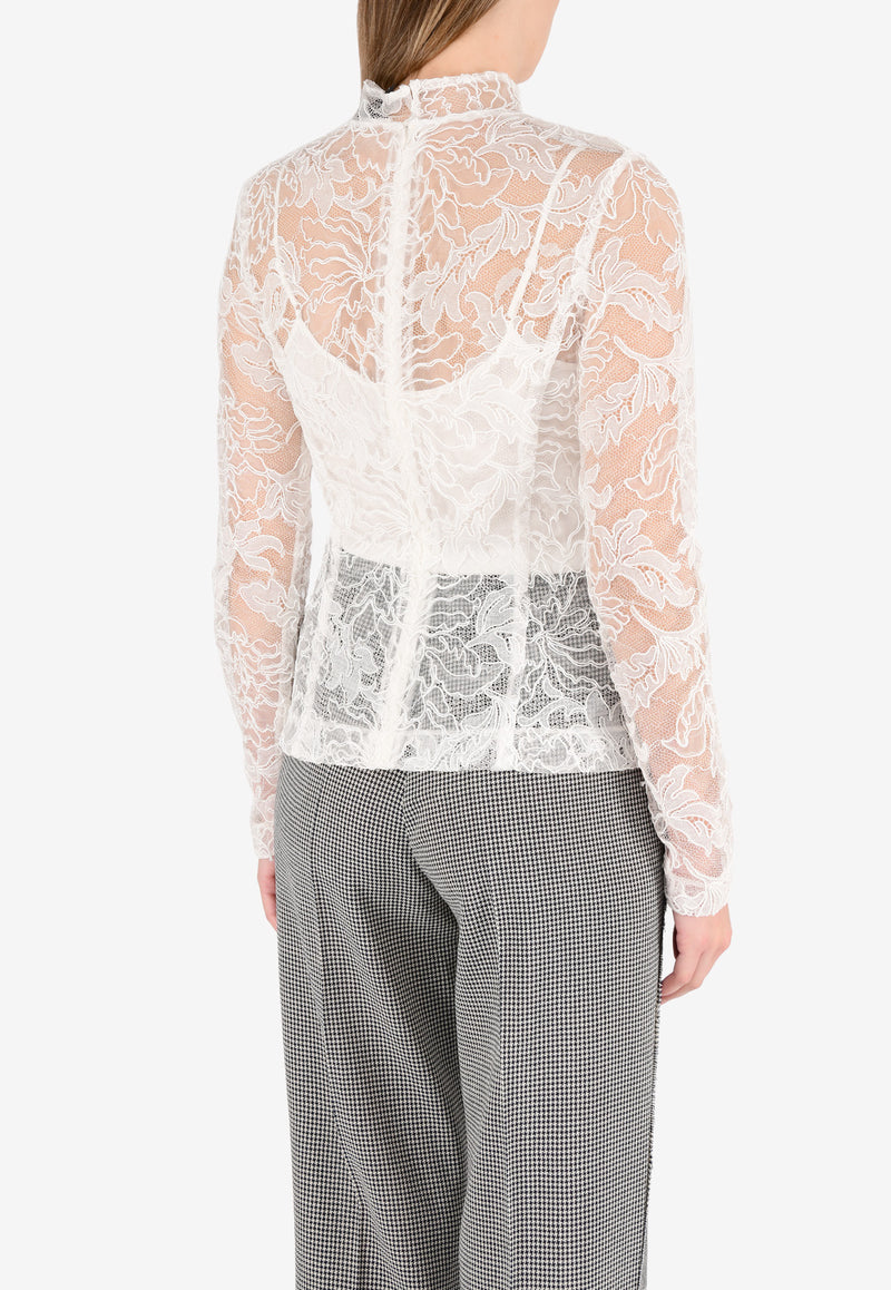 High-Neck Lace Top