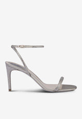 Rene Caovilla Ellabrita 80 Crystal Embellished Sandals Gray C10025-080-R001V232 GREY SATIN/C.SILVER SHADE