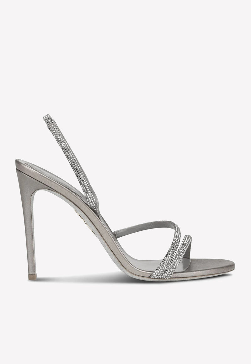 Rene Caovilla Irina 105 Crystal-Embellished Sandals Grey C11513-105-R001V232 GREY SATIN/C.SILVER SHA
