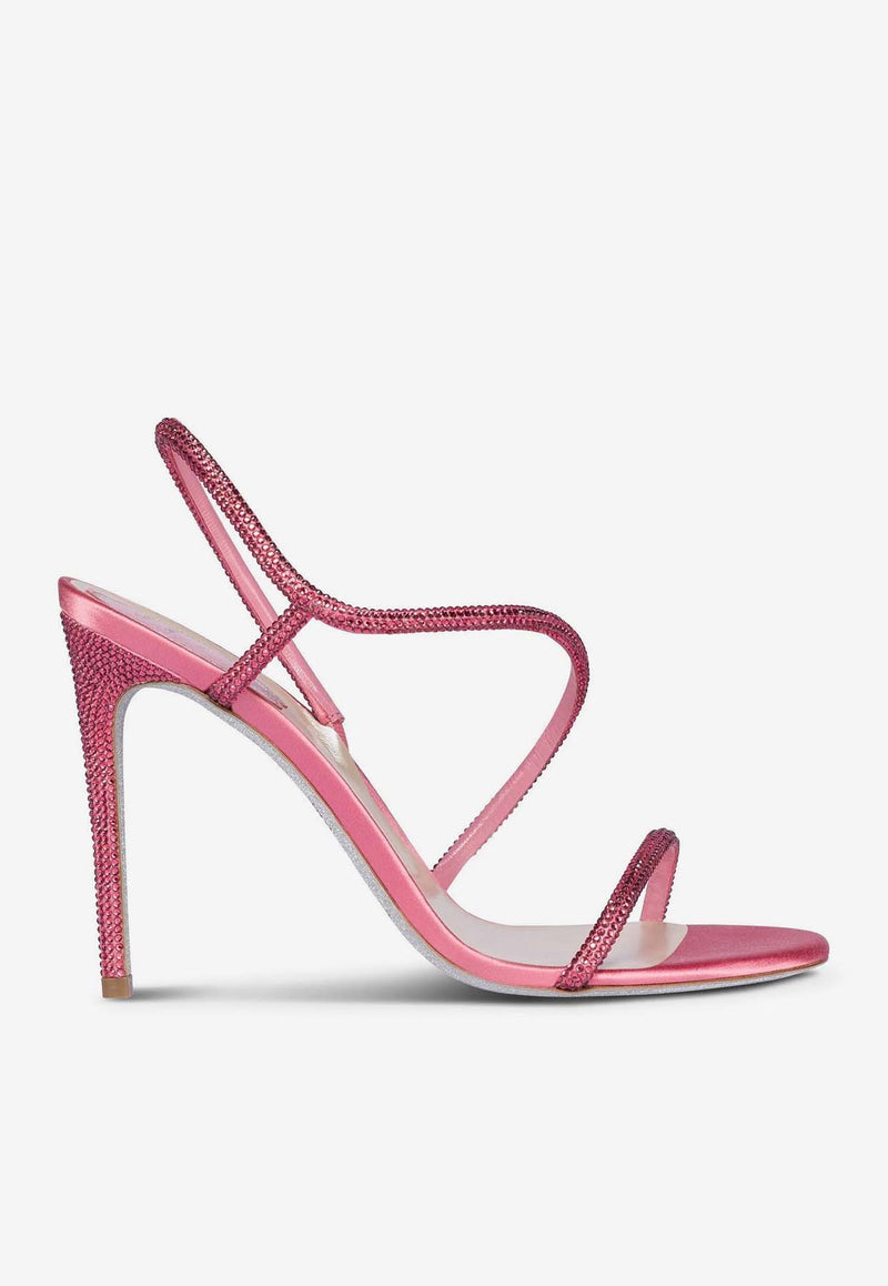 Rene Caovilla Irina 105 Crystal Embellished Sandals Pink C11517-105-R001W122 PINK SATIN/INDIAN PINK STRASS