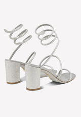 Rene Caovilla Cleo 80 Crystal Embellished Sandals Silver C11579-080-R001V232 GREY SATIN/SILVER SHADE STRA