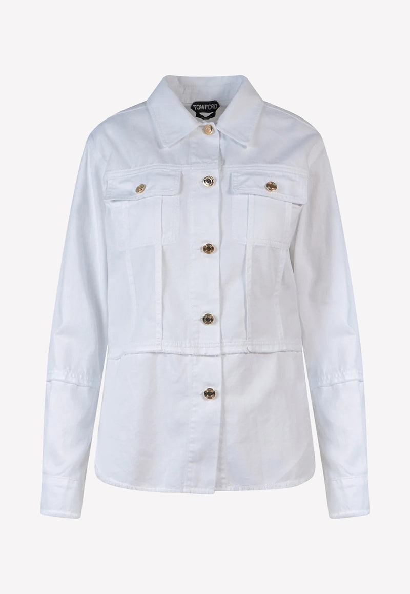 Tom Ford Long-Sleeved Denim Shirt CAD024-DEX202 AW003 White