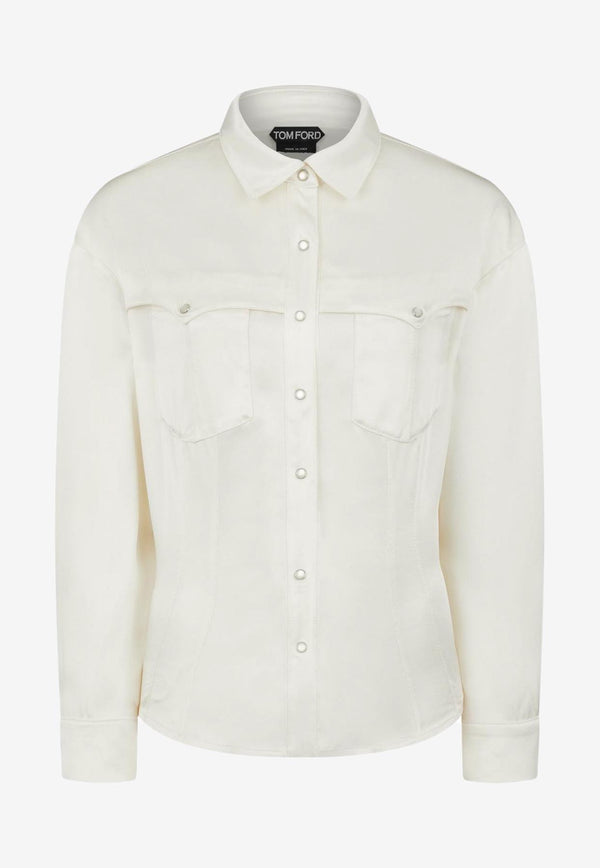 Tom Ford Long-Sleeved Satin Shirt CAD026-DEX186 AW003 White