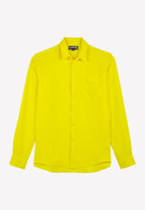 Vilebrequin Caracal Long-Sleeved Cotton Shirt Yellow CCAE9V00-105