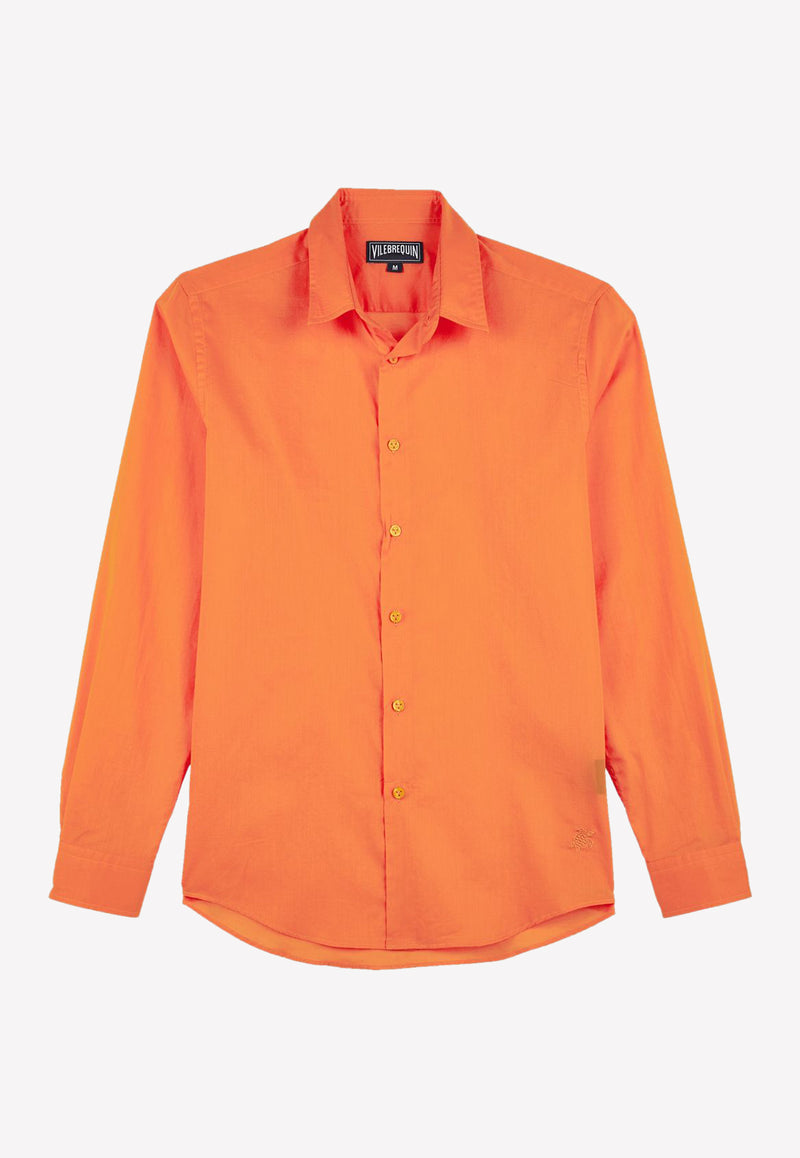 Vilebrequin Caracal Long-Sleeved Cotton Shirt Orange CCAE9V00-195