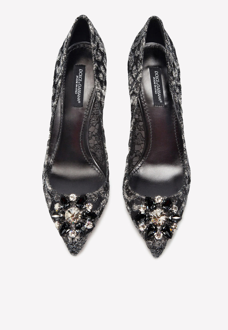 Dolce & Gabbana Bellucci 60 Lurex Lace Pumps with Brooch Detail Grey CD0066 AY637 87505