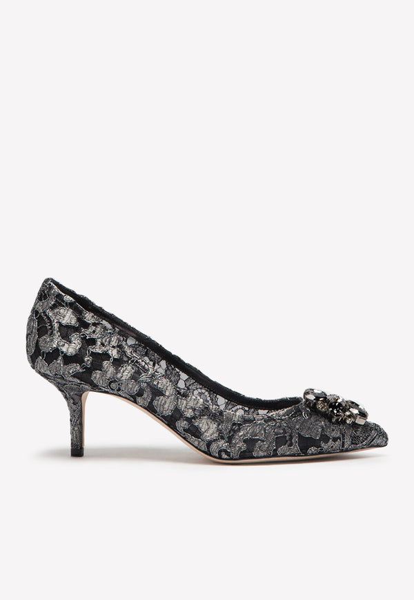 Dolce & Gabbana Bellucci 60 Lurex Lace Pumps with Brooch Detail Grey CD0066 AY637 87505