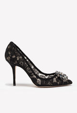 Dolce & Gabbana Bellucci 90 Crystal Embellished Pumps in Taormina Lace Black CD0101 AL198 80999