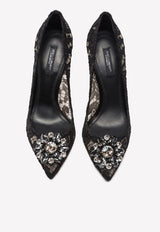 Dolce & Gabbana Bellucci 90 Crystal Embellished Pumps in Taormina Lace Black CD0101 AL198 80999