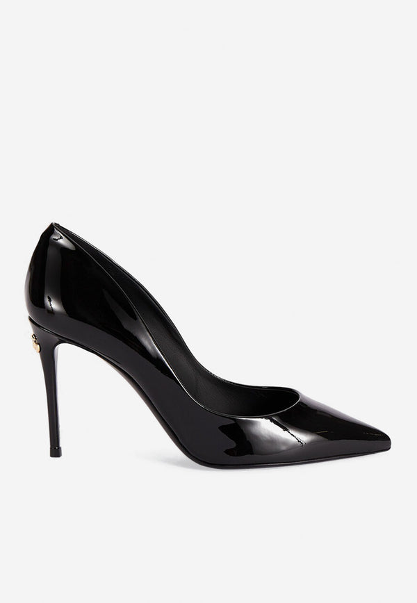 Dolce & Gabbana Cardinale 90 Patent Leather Pointed Pumps CD1657 A1471 80999 Black