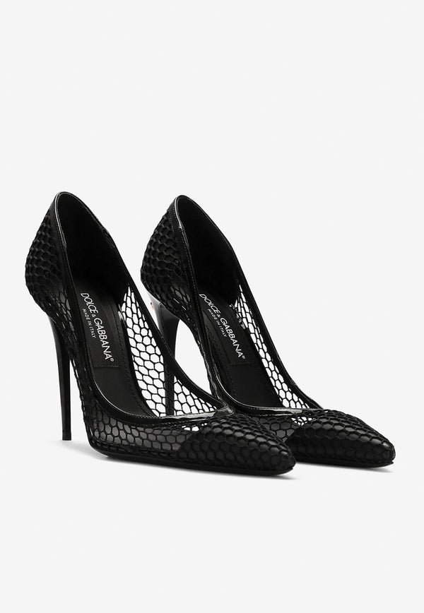 Dolce & Gabbana 105 Pumps in Mesh and Patent Leather CD1767 AG883 8B956 Black