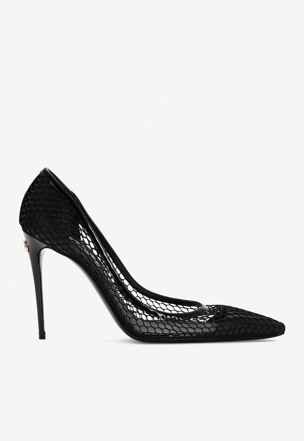 Dolce & Gabbana 105 Pumps in Mesh and Patent Leather CD1767 AG883 8B956 Black
