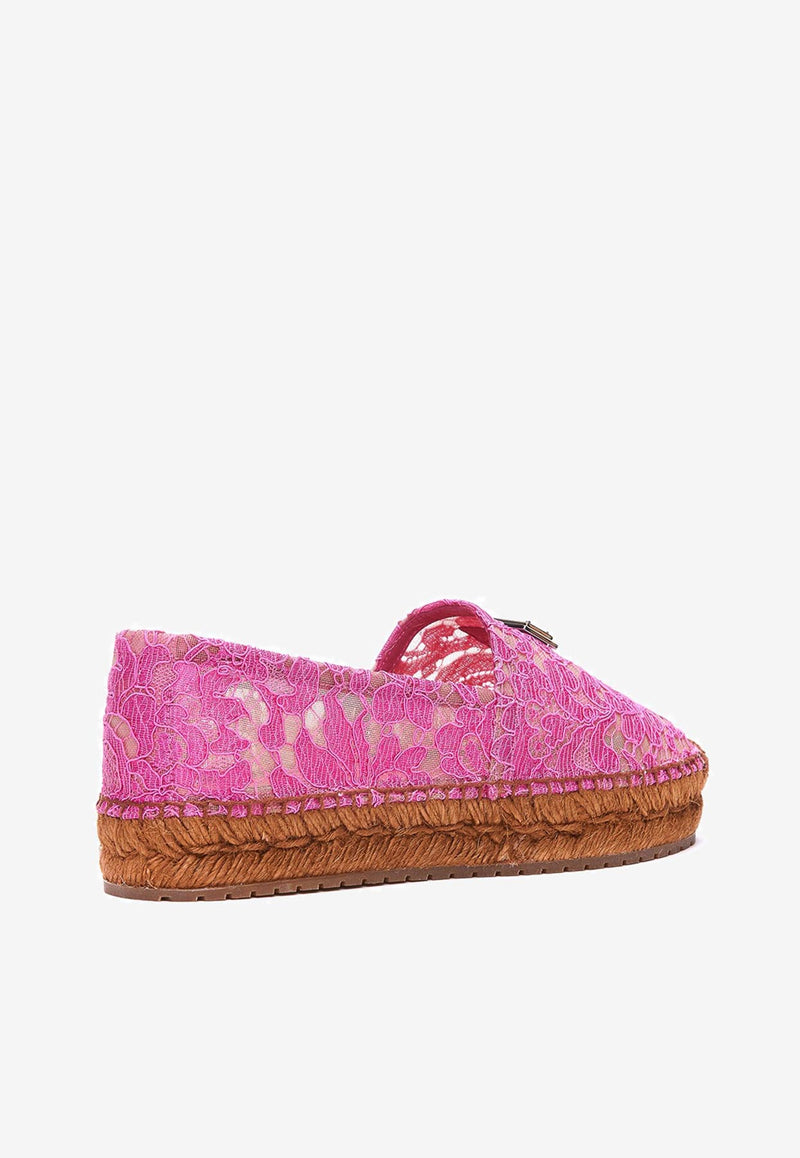Dolce & Gabbana Lace Pattern Espadrilles CE0120 AQ258 80422 Pink