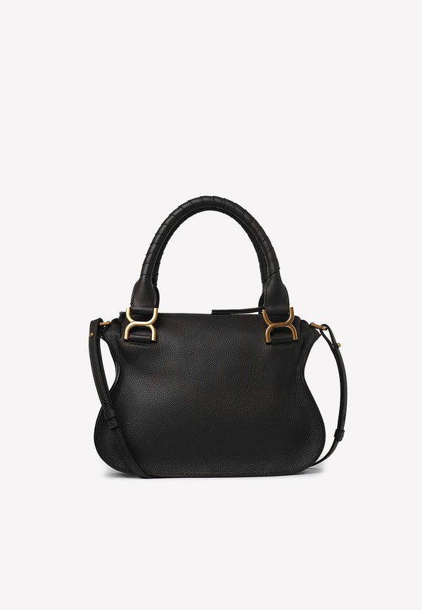 Chloé Small Marcie Top Handle Bag in Grained Leather Black CHC21AS628F01001 Black