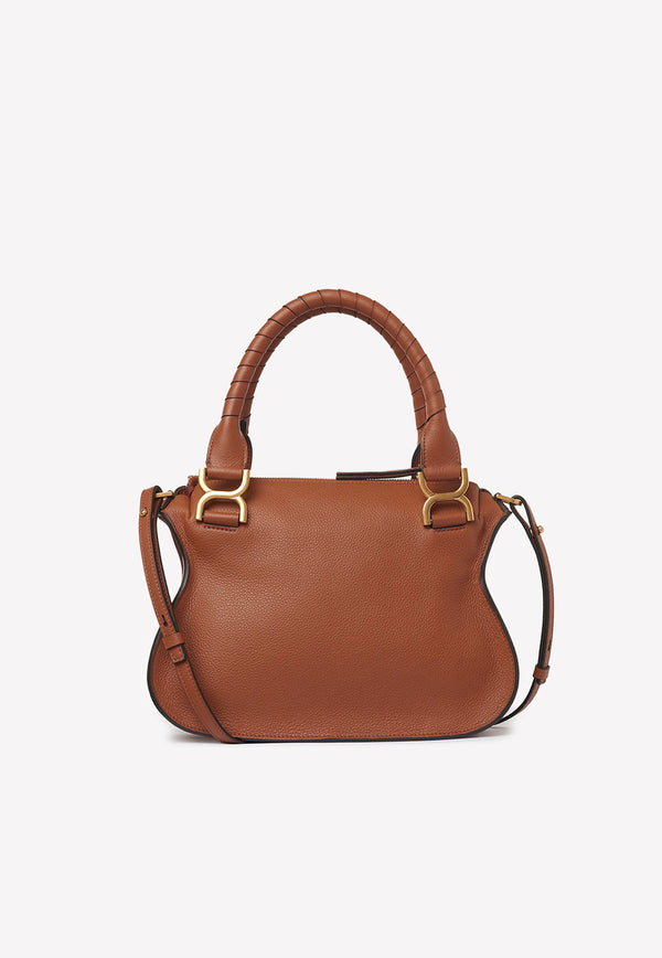 Chloé Small Marcie Top Handle Bag in Grained Leather Tan CHC21AS628F0125M Tan