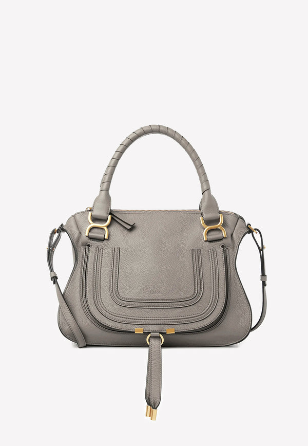 Chloé Medium Marcie Top Handle Bag in Grained Leather Grey CHC21AS660F01053 Cashmere Grey