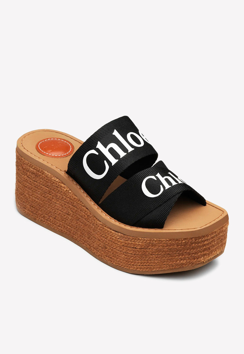 Chloé Woody 65 Espadrille Platform Sandals Black CHC21U44908001 Black    