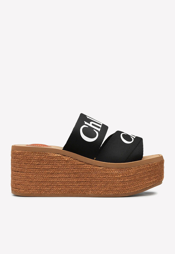 Chloé Woody 65 Espadrille Platform Sandals Black CHC21U44908001 Black    