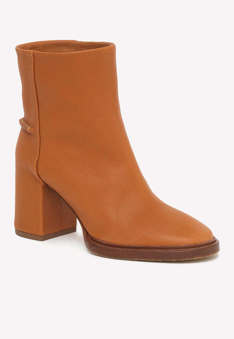 Chloé Edith 80 Ankle Boots in Calf Leather Brown CHC21W521V3210 LUMINOUS OCHRE  