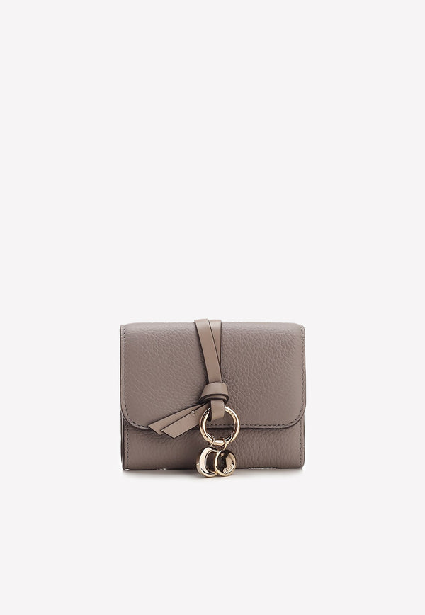 Chloé Alphabet Tri-Fold Compact Wallet with Grained Leather Grey CHC21WP945F57053 Cashmere Grey