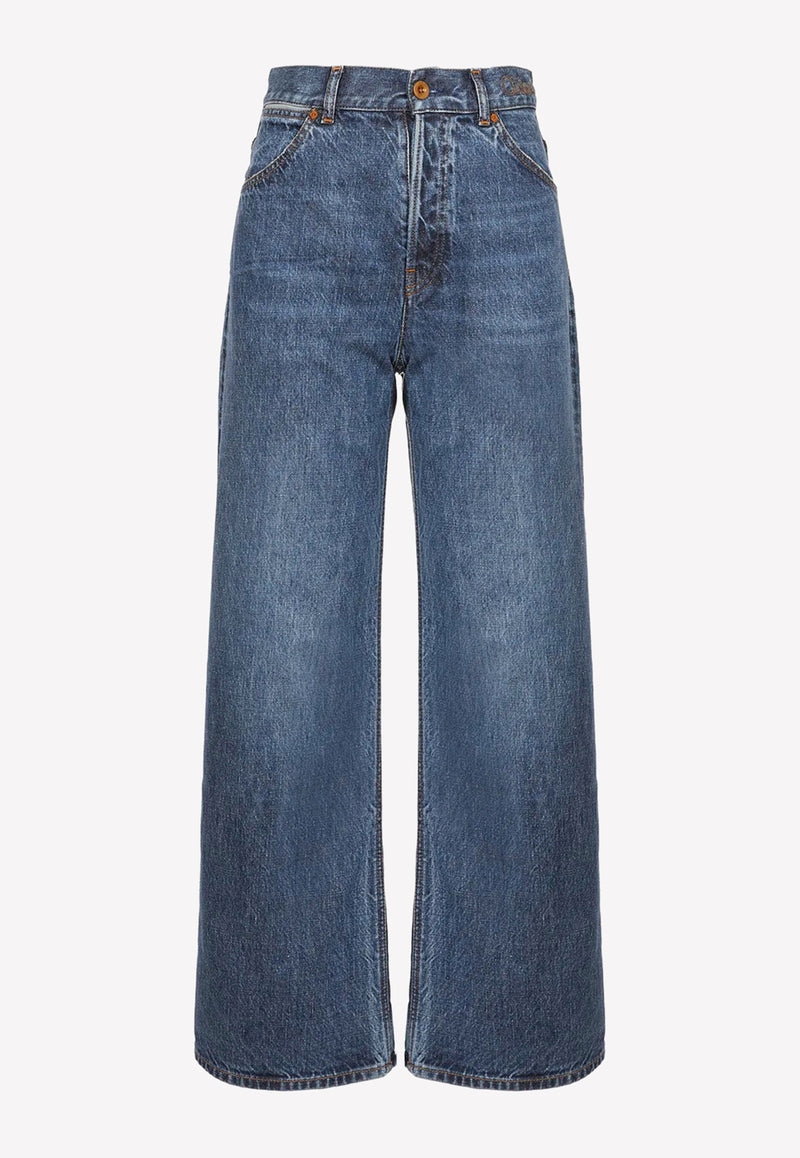 Chloé Wide Cropped Jeans Blue CHC22ADP5215640X