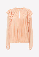 Chloé Pleated Blouse in Wool CHC22AHT050616I5 MAPLE PINK   Pink
