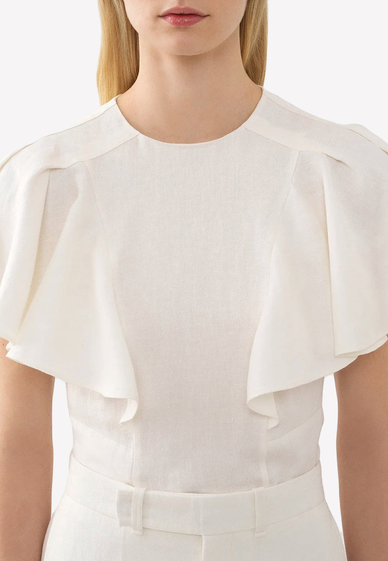 Chloé Wing-Sleeved Ruffled Top White CHC22AHT15033107 ICONIC MILK