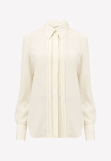 Chloé Classic-Collar Long-Sleeved Shirt in Silk CHC22AHT31004115 DUSTY WHITE   Ivory