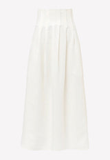 Chloé High-Waist Pleated Midi Skirt White CHC22AJU03033107 ICONIC MILK