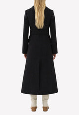Chloé Double-Breasted Wool Tweed Trench Coat Navy CHC22AMA361654D2 ANTHRACITE BLUE