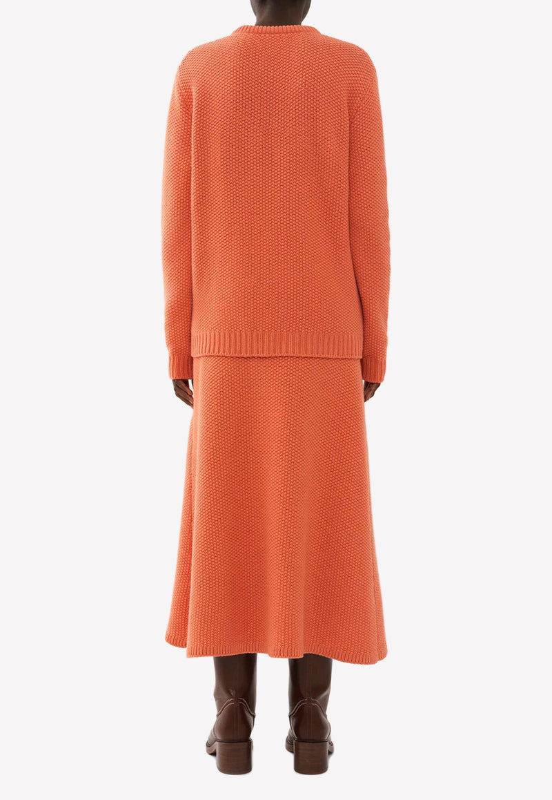 Chloé Knitted Cashmere Flared Maxi Skirt Orange CHC22AMJ02550871 PAPAYA ORANGE