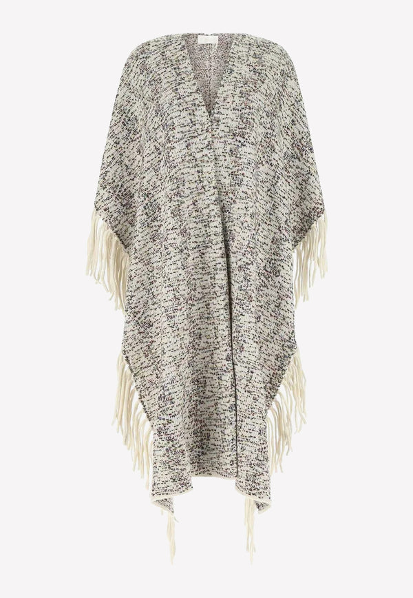 Chloé Cape Tassel Coat in Cashmere and Wool Multicolor CHC22AMM02540116