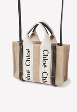 Chloé Mini Woody Tote Bag CHC22AP237I2690U WHITE - BROWN 1 Beige