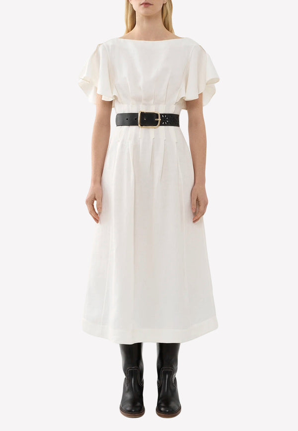 Chloé Wing-Sleeved Midi Dress White CHC22ARO23033107 ICONIC MILK