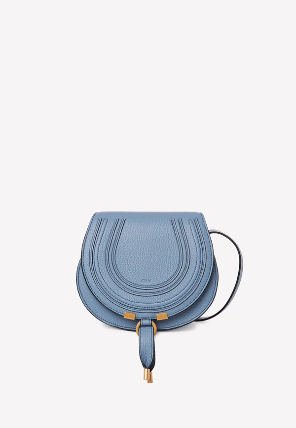 Chloé Small Marcie Saddle Bag in Leather Blue CHC22AS680I31484 SHADY COBALT