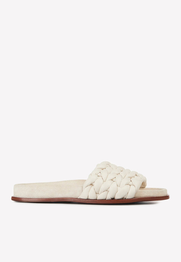 Chloé Kacey Footbed Braided Slides Eggshell CHC22S557X6122 Eggshell 