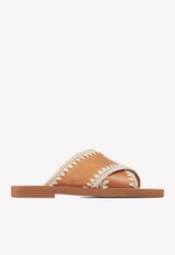 Chloé Woody Flat Sandals with Crochet Detail Brown CHC22S592X5210 Luminous Ochre   