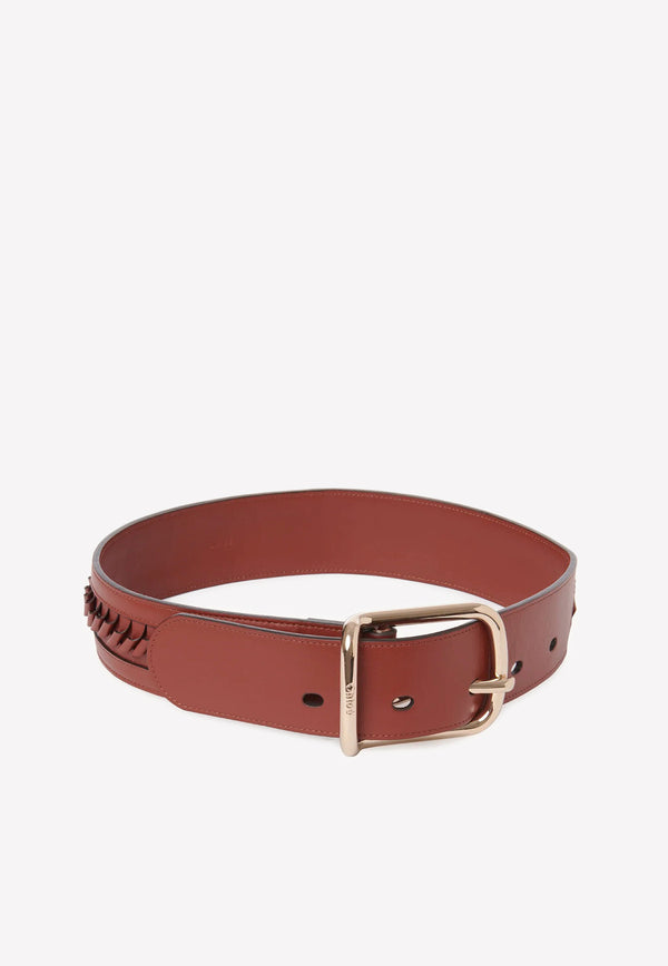 Chloé Joe Calf Leather Belt with Twist Cut-Out Brown CHC22SC079AA627S Sepia Brown  