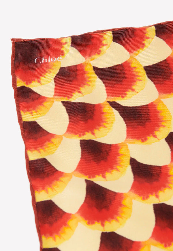 Chloé Scallops Print Silk Scarf Orange CHC22ST010SE18ZA Multicolor Orange 1